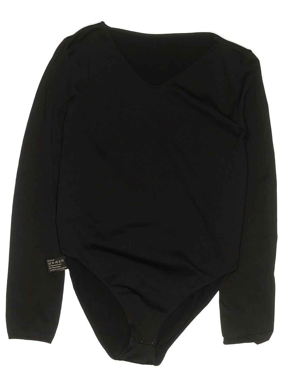 Wolford Cotton Velvet V-Neck Long Sleeve Bodysuit Black M